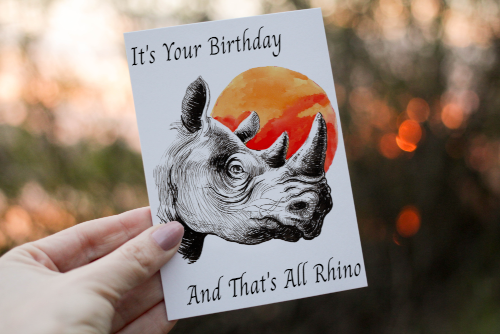 Rhino Birthday Card, Friend Birthday Card, Rhino Card - Click Image to Close